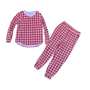 Coco moon hawaii like new red ‘ula’ula palaka bamboo pajama set, Medium